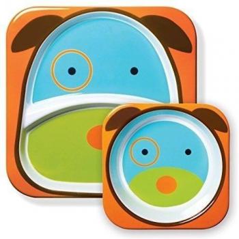 Skip Hop - Juego de cuenco y plato con compartimentos de melamina con diseño de perro