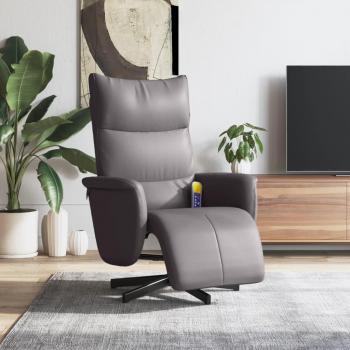 Sillón reclinable de masaje con reposapiés de cuero sintético en color marrón, gris y capuchino - Sillón cómodo para dormitorio, silla relax y sofá