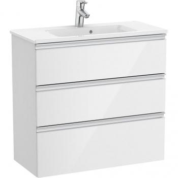 Mueble de baño compacto Roca The Gap con 2 cajones y lavabo, color blanco brillo, medidas 805 x 380 x 759 mm