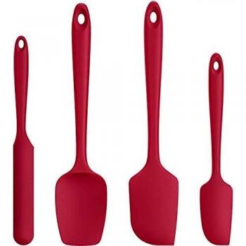 Espatulas Silicona Cocina Reposteria Lengua: U-Taste 250℃ Resistente al Calor Utensilios de Espátula para Cocinar y Hornear, Juego de 4 Paletas Cocina Antiadherentes Flexibles sin BPA, Rojo