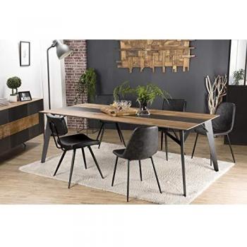 Mesa de comedor rectangular 220 cm de teca reciclada y metal negro MACABANE