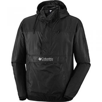 Columbia Challenger Men's Black Windbreaker Jacket with Adjustable Hood, Size S