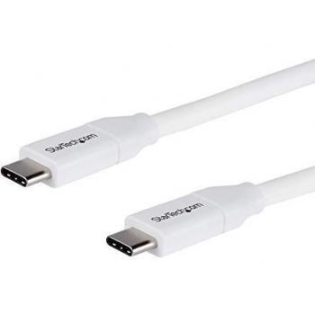StarTech.com USB C to USB C Cable - 6 ft / 2m - 5A PD - M/M - White - USB 2.0 - USB-IF Certified - USB Type C Cable - USB C Charging Cable