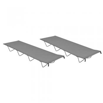 Camas de camping 2 uds tela Oxford y acero gris 180x60x19 cm