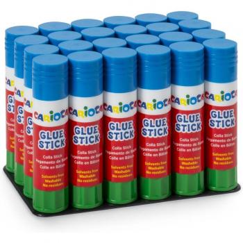 Pack de 24 barras de pegamento Carioca - Expositor de 24 Pegamentos de Barra para Casa, Colegio y Oficina - Pega Papel, Fotos y Tejidos - Sin Disolventes - Varios Colores