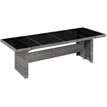 vidaXL Garden Table 240x90x74 cm Poly Rattan and Glass