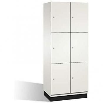 Armario de Compartimentos Bajo Llave Cambio C+P con 2 Abteil y Puertas HPL, Blanco, 800 mm de Ancho, 6 Compartimentos