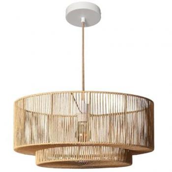 Lámpara Colgante de Papel Trenzado Dicenta Natural ILUZZIA 500xØ230 mm Decoración para Salón, Habitación y Dormitorio