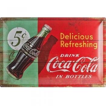 Nostalgic-Art Coca Cola Delicious Refreshing Green Placa Decorativa, Metal, Rojo y Verde, 40x60x0.5 cm