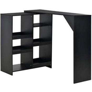 vidaXL Bar Table with Moveable Shelf Black 138x39x110 cm