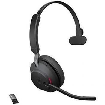 Jabra Evolve2 65 Auriculares Inalámbricos Monoaurales con Cancelación de Ruido - Certificados para Microsoft Teams - Batería de Larga Duración - Adaptador Bluetooth USB-A - Negro
