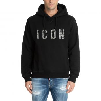 Cool Fit Black Studded Hoodie for Men, Size L