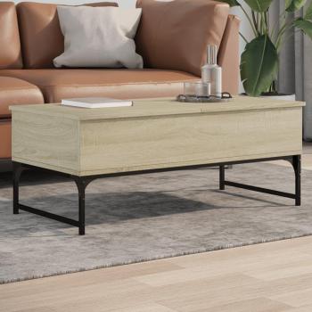 Mesa de centro Sonoma Roble 100x50x40cm de metal multicapa y madera de ingeniería en color marrón