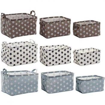 Item International Set 3 cestas Estrellas plastificadas, Multicolor, 35x25Cm