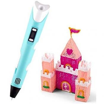 Bolígrafos 3D, Bolígrafo de Impresión 3D Inteligente con Filamento PLA de 1,75mm 3 Colores 9m,Pantalla LCD, Temperatura/Velocidad Ajustable para Aficionados a Hacer Garabatos,Manualidades - Azul