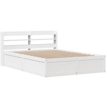 Estructura de cama con cabecero de madera de pino blanco 120x190 cm