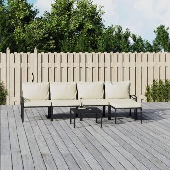vidaXL 6-Piece Steel Garden Lounge Set with Sand Cushions
