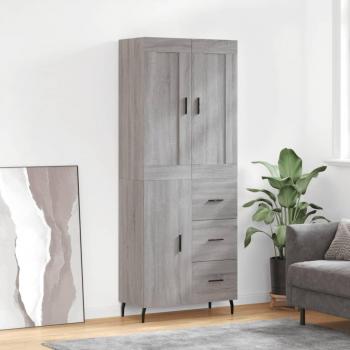 Aparador alto de madera contrachapada gris sonoma 69,5x34x180 cm