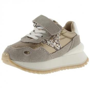Victoria Viento Kids Zapatillas deportivas de niña de nylon metalizado con piezas de serraje y suela dentada 1157105 Platino (25)
