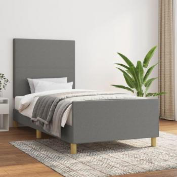Cama solar con cabecero gris oscuro en tela 100x200 cm vidaXL