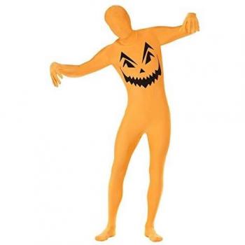 Smiffys Disfraz de Calabaza, Ajustado al Cuerpo, Naranja, con Bolso Canguro, bragueta Invisible y Abertura bajo la Barbilla