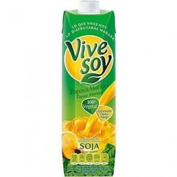 Vivesoy - Zumo de Papaya, Mango y Soja 100% Vegetal - 1 Brik x 1 L