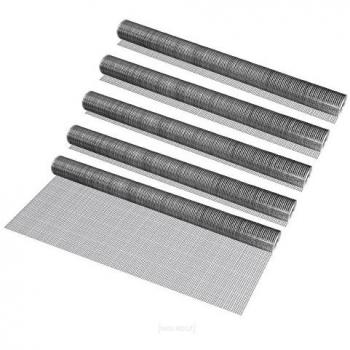 5 Rollos de Malla de Alambre Cuadrada Galvanizada - 1m x 5m por Rollo - Color Gris