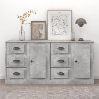 Aparadores de Madera Contrachapada vidaXL - Set de 2, Color Gris Hormigón, Mueble de Almacenaje para Salón, Buffet y Armario Auxiliar