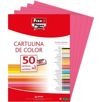 Cartulina A3 180g Fucsia (Paquete de 50 unidades)