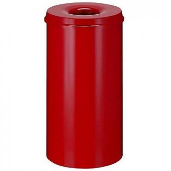 Cesto de Seguridad 50 L, Autolimpiante, Cuerpo Rojo/Tapa Roja, Acero Pulverizado