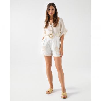 Shorts Lino Bordado Salsa Jeans Beige