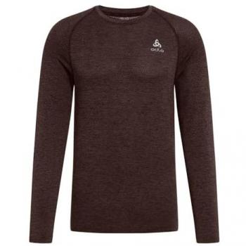 Camiseta técnica de manga larga Odlo Essential Seamless para hombre en color marrón profundo