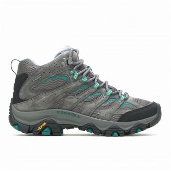 Merrell Botas de Senderismo Moab 3 Mid GORE-TEX para mujer, color gris con detalles en verde turquesa, talla 38