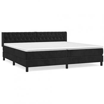 Cama box spring con colchón terciopelo negro 200x200 cm