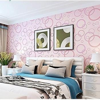 Círculo simple dormitorio moderno salón presentadora fondo pared wallpaper 3D moda papel pintado no tejido , 18103 light pink