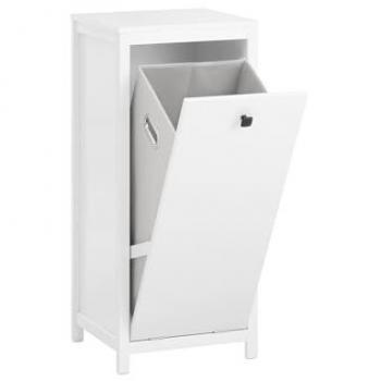 SoBuy Mueble para Ropa Sucia Canasto para la Colada Amario de Baño con 1 Cesto Blanco 40 x 35 x 90 cm BZR96-W