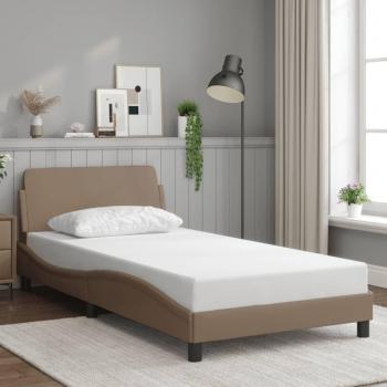 Cama con cabecera Capuchina en cuero sintético 100x200 cm Marrón