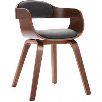 Silla de comedor madera curvada y tela gris oscuro