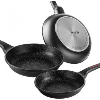 Fagor Alutherm Set de 3 Sartenes para Inducción de Aluminio Fundido, Tamaños 18/20/24 cm, Espesor 5.3 mm, Recubrimiento Antiadherente