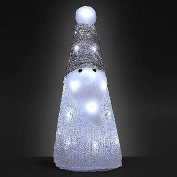 Figura Navideña Acrílica LED Papá Noel Blanco para Interior y Exterior