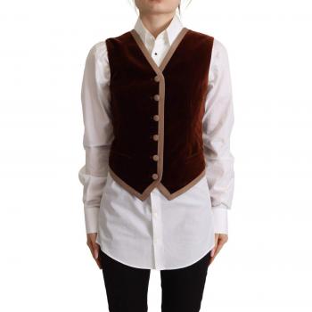 Dolce & Gabbana Bordeaux Velvet Cotton V-neck Sleeveless Vest Top - IT40|S, Female, Red, Size: XS