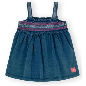 Vestido de bebé niña de tirantes índigo 100% algodón