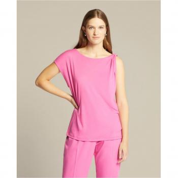 Elena Miró - Camiseta de mujer en tejido liso con elegante nudo en un hombro