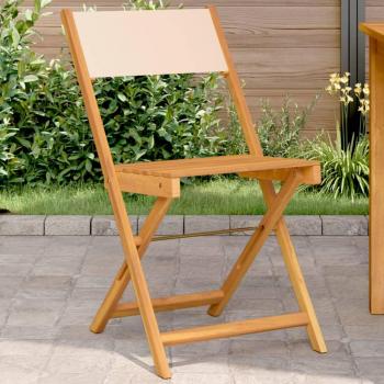 Sillas de bistró 2 uds madera maciza acacia y tela beige Beige