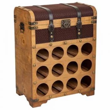 Botellero Baúl Alexandra House Living Marrón PVC Madera Metal Tela 28 x 59 x 45 cm