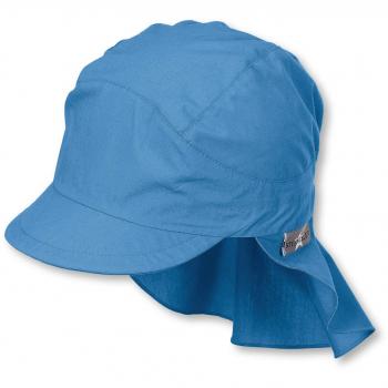 Gorra de Sol Unisex con Protección de Cuello para Niños, Estrellas en Terciopelo Azul, Talla 49 cm