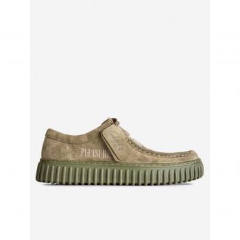 Clarks Torhill Dragon Low Green Suede Lace-Up Shoes for Men, Size 9.5 US (42.5 EU)
