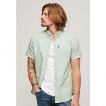 Superdry Men's Vintage Oxford Short Sleeve Shirt Green XL Casual Cotton 2024