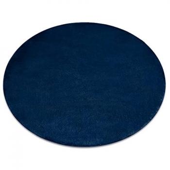 Alfombra de Lavado Moderna Posh Shaggy Antideslizante Azul Marino Círculo 80 cm