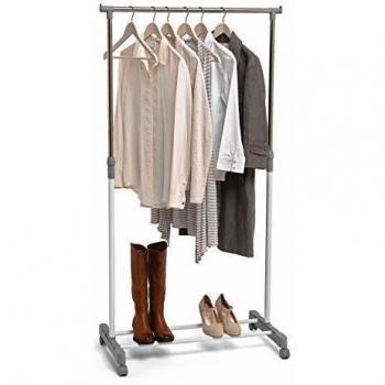 Domopak Living 905005 -Percha para ropa individual, metal / plástico, blanco / gris, 75 x 42 x 160 cm